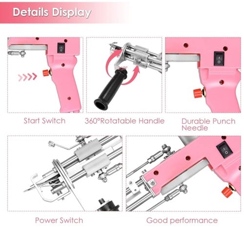 Startpakket Tuften incl materialen, Tuftpistool voor Tuften 220V ROZE app voor levertijd