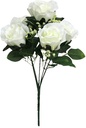 Sweety Rose Roos Rozenboeketje (5 knop) met Gips 31cm Ivory zijdebloem