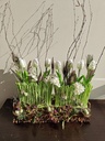 Takkenframe met 4 vaasjes Bloemenhouder 'Grass' matcha groen 4 glazen 23,5x7,5x20cm