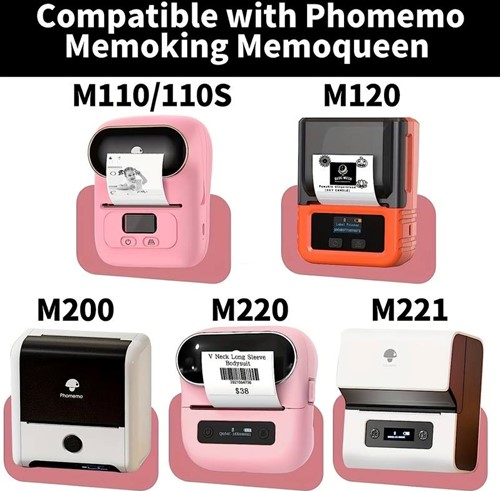 Thermische labels, TRANSPARANT ROND 50mm Stickers / rol 200 labels voor diverse printers M110/M110S/M120/M200/M220/M221