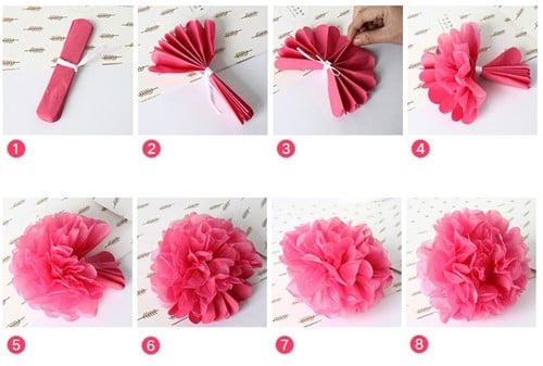 Tissue Paper Pom Poms Flower Balls 15 cm - fruit groen feestversiering
