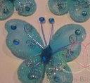 Vlinder Turq Blauw met diamantjes 5 cm Bruidsdeco 