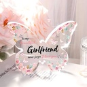 Vlinder van Epoxy met Bloem en Vlinders To my beautifull Girlfriend 10*1 cm Persoonlijk aandenken