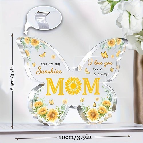 Vlinder van Epoxy met Bloem en Vlinders You are my Sunshine MOM 10*1 cm Persoonlijk aandenken