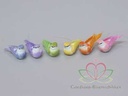 Vogeltjes 12 stuks 6x3,5 cm 6 heldere kleuren felle kleuren