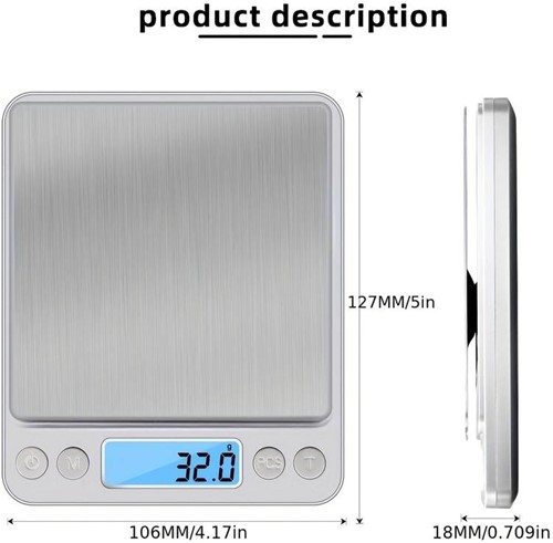 Weegschaal Microweegscchaal voor bv Epoxy 500g 0.01g precisieweegschaal keuken, post,voedsel
