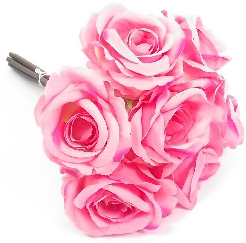 Zijdenroos Large roosbundel 7 stuks DarkPink 