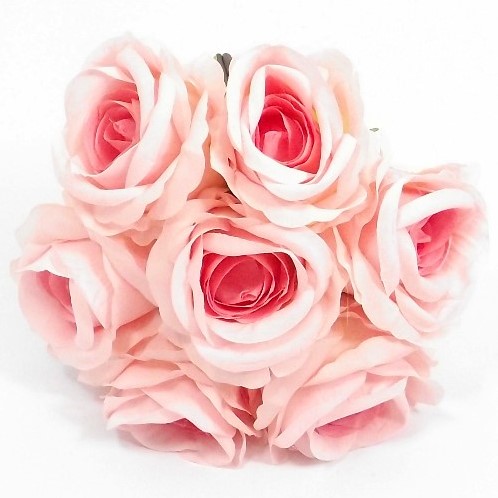 Zijdenroos Large roosbundel 7 stuks Licht Pink/Pink 