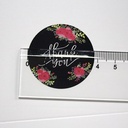 Sluitstickers 120 Labels Thank you Black, Flowers ovaal Etiket Sluitsticker