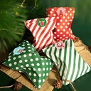 Kerst Kraft Papieren Zakjes Met Stickers Rood Groen Punt Streep 24st incl sluitstickers