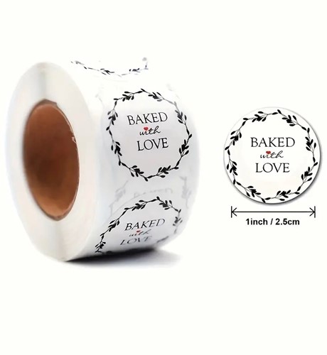 Sluitstickers 500 Labels Baked with Love Etiket Sluitsticker