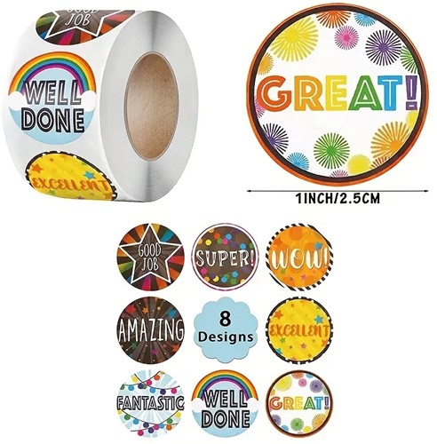 Sluitstickers 500 Labels beloningsticker Beloningstimulans 2,5 cm rond Etiket Sluitsticker