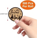 Sluitstickers 500 Labels Kerstetiketten Kraft Zwart opdruk Merry Christmas Kerst sluitsticker