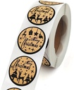 Sluitstickers 500 Labels Kerstetiketten Kraft Zwart opdruk Merry Christmas Kerst sluitsticker
