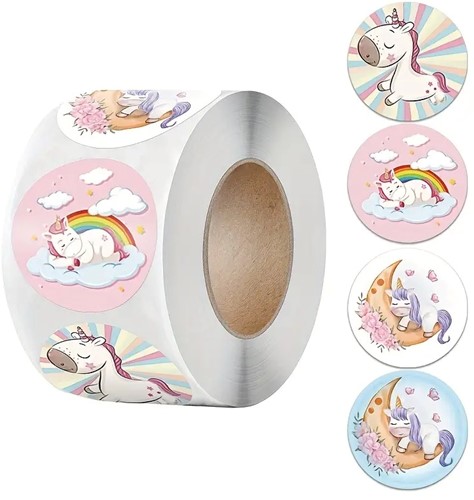 Sluitstickers 500 Labels Rol Beloningsticker Unicorn Regenboog Etiket Sluitsticker