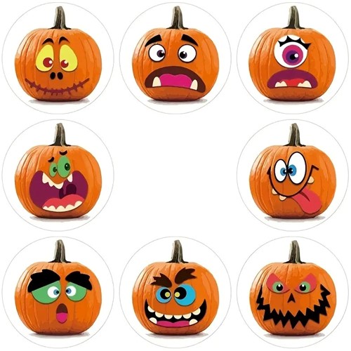 Sluitstickers 500 Labels Rol Halloween pompoenzaden Etiket Sluitsticker