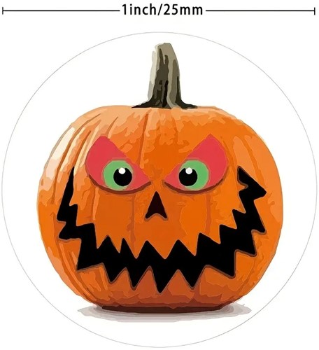 Sluitstickers 500 Labels Rol Halloween pompoenzaden Etiket Sluitsticker