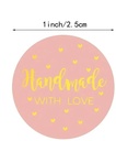Sluitstickers 500 Labels Rol Handmade with love Rose Rosé rol kraft etiketten