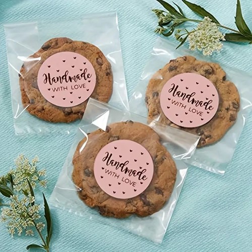 Sluitstickers 500 Labels Rol Handmade with love Rose Rosé rol kraft etiketten
