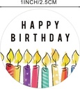 Sluitstickers 500 Labels Rol Happy Birthday ballonnen kaarsjes rol etiketten met verschillende soorten