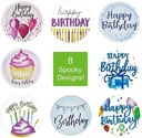 Sluitstickers 500 Labels Rol Happy Birthday Blauw Roze tinten rol etiketten met verschillende soorten