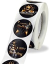 Sluitstickers 500 Labels Rol Happy Birthday Zwart/goud rol etiketten met verschillende soorten