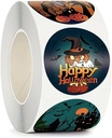 Sluitstickers 500 Labels Rol Happy Halloween pompoenzaden  8 verschillende Etiket Sluitsticker