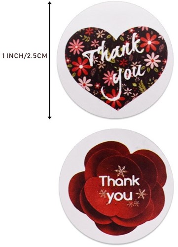 Sluitstickers 500 Labels Rol Harten en Rode 3d Bloemen Etiket Sluitsticker