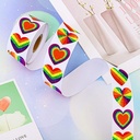 Sluitstickers 500 Labels Rol Hartvormig Regenboog Rainbow Holografisch rol met verschillende rainbow etiketten