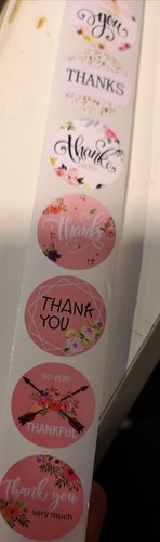Sluitstickers 500 Labels Rol Roze div Thanks Thankyou Etiket Sluitsticker