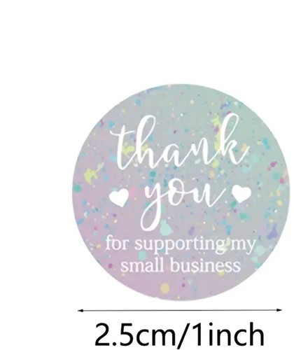 Sluitstickers 500 Labels Rol Thank you for Supporting My Small Business Blauwtinten Etiket Sluitsticker