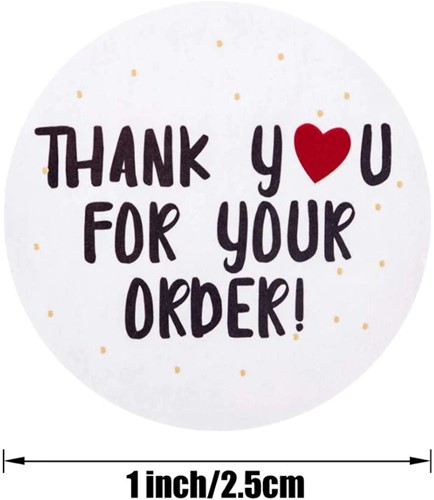 Sluitstickers 500 Labels Rol Thank you for your order met rood hartje