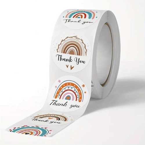 Sluitstickers 500 Labels Rol Thank you Regenboog Etiket Sluitsticker