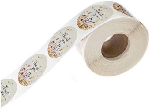 Sluitstickers 500 Labels Rol Thank you Veldbloemen rol kraft etiketten