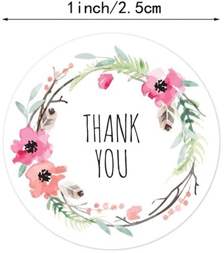 Sluitstickers 500 Labels Rol Thanks thank you 6 designs rol sluit etiketten