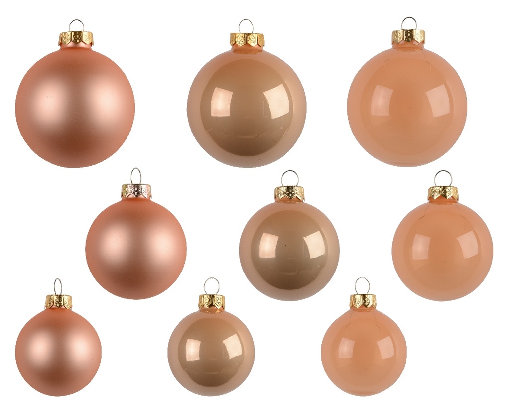Kerstballen Glas Peach Pearl 7 cm Set van 21