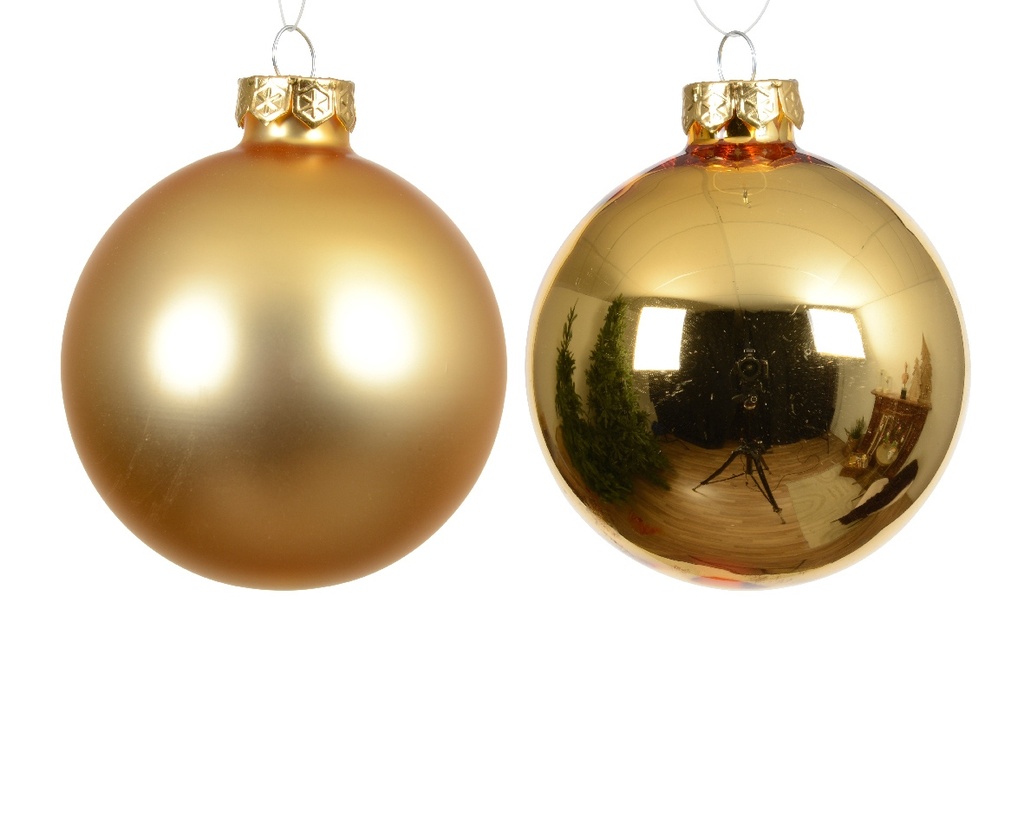 Kerstballen Glas Goudkleurig 8 cm Set van 6