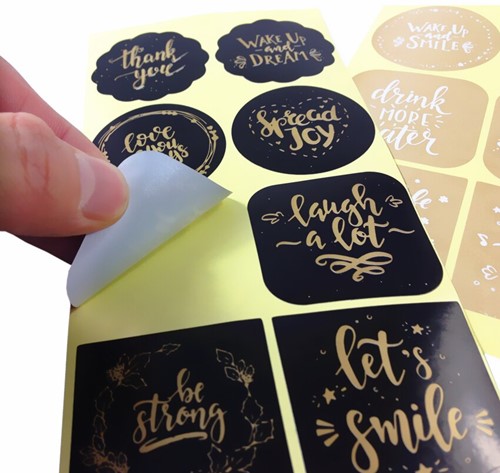 Sluitstickers 80 Labels Assortiment Zwart met Goud opdruk Etiket Sluitsticker