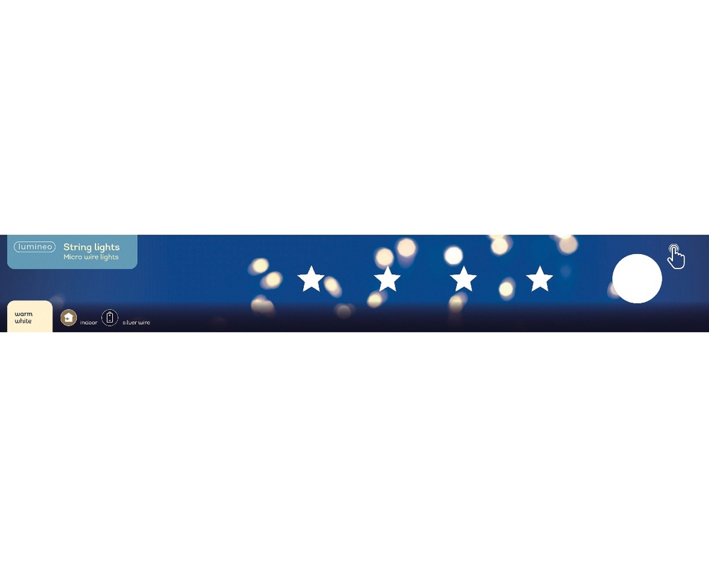 Stervormige Micro LED kerstverlichting, 95 cm, 20 lampjes, batterij, timer, binnen, Lumineo