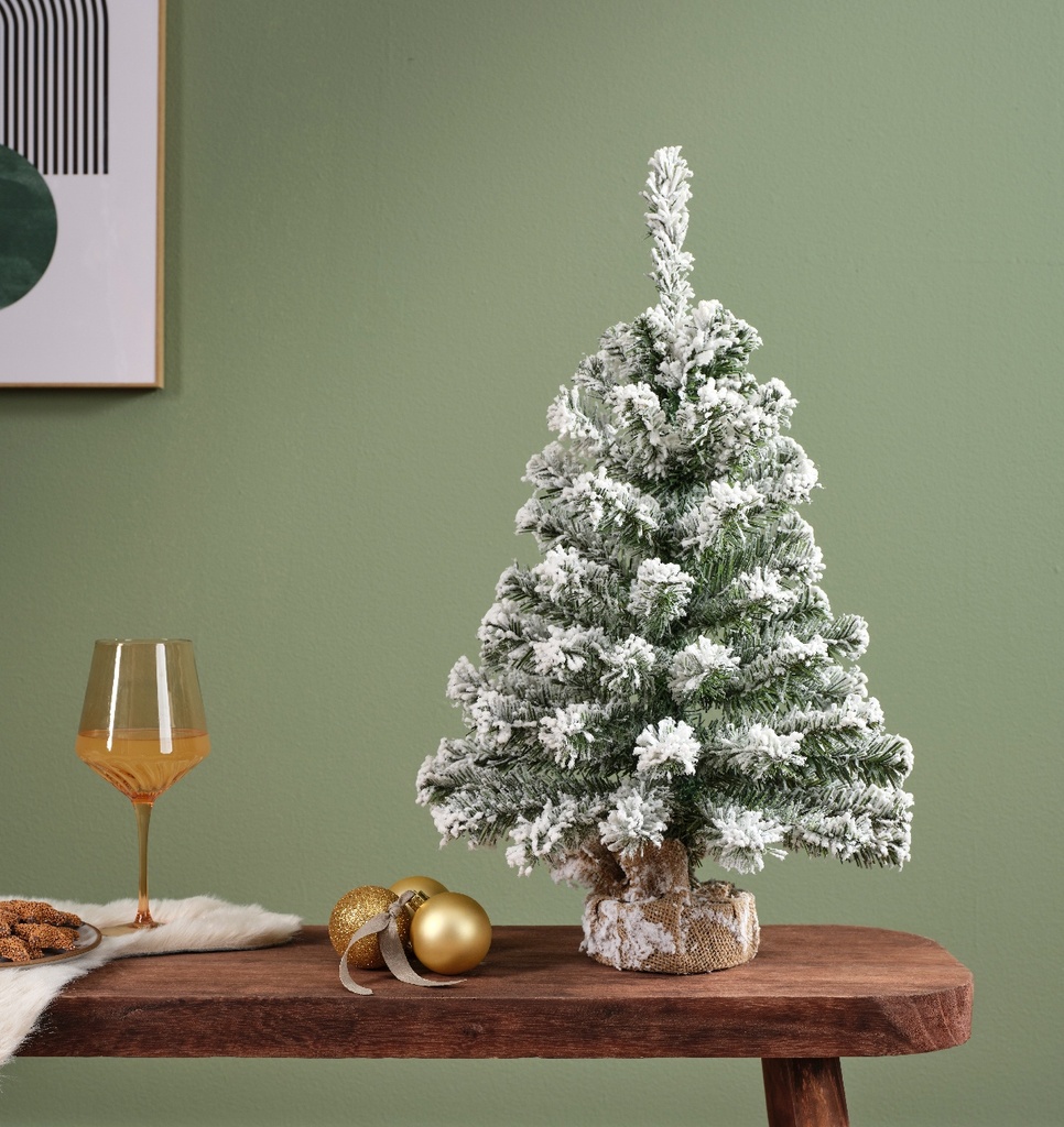 Imperial Kunst kerstboom, 75 cm, besneeuwd, jute zak, voor binnen