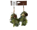 Kersthanger Winters Groen met Clip Groen Goud 22 cm Per Stuk