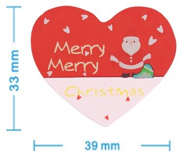 Sluitstickers 90 Labels Merry Christmas hart Etiket Sluitsticker
