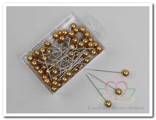 Parelspeld 10 mm 72 stuks  - goud voor bloemschikken of bruidsboeket