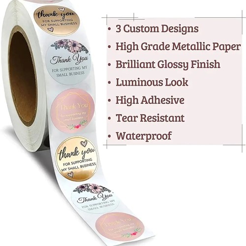 Sluitstickers 500 Labels Rol Thank you for Supporting My Small Business Glossy Etiket Sluitsticker