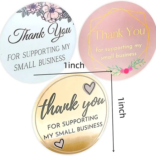 Sluitstickers 500 Labels Rol Thank you for Supporting My Small Business Glossy Etiket Sluitsticker
