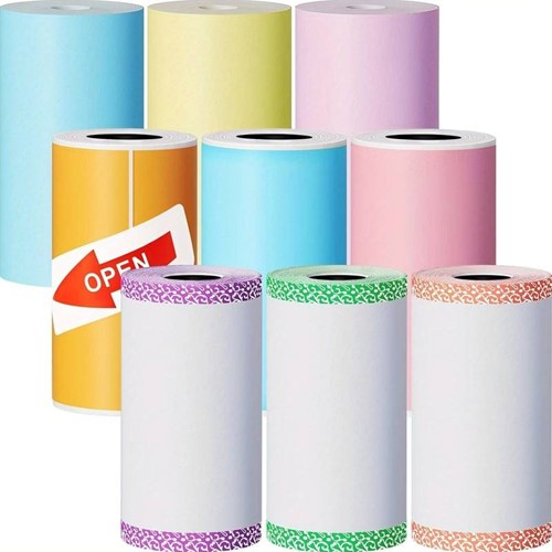 Papier en labels 57*30mm voor Thermische printers / set van 9 rolletjes papier, etiketten,