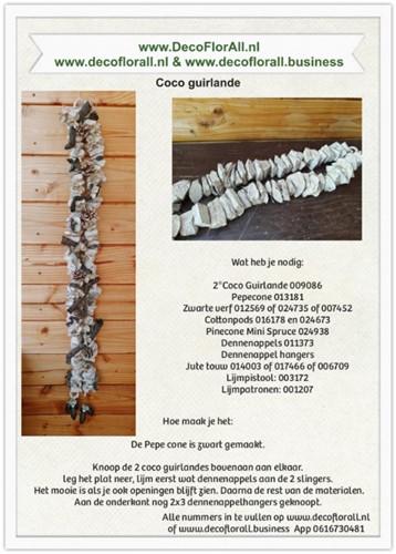Coco Guirlande 1m ketting Coco stukjes WHITE WASH Coco Guirlande
