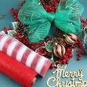 Decomesh Deco mesh Metalic  ROODWIT STREEP Decomesh 26 cm br 10 yard/9 m