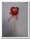 Hart bijsteker rood glitter+Love+strik / st 