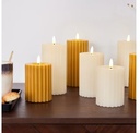 Lumineo LED kaars WAX steady Binnen, RIBBEL, met timer, Bruin/warm wit dia 7.5cm H 12.3cm / st 